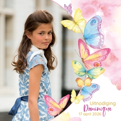 Communie Uitnodiging Dominique   Vrolijk gekleurde vlinders Voorkant