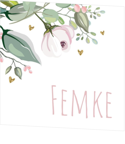 Communie Geschenkkaartje Femke - Bloemenkrans