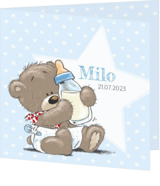 Milo - Schattige jongensbeer met fles