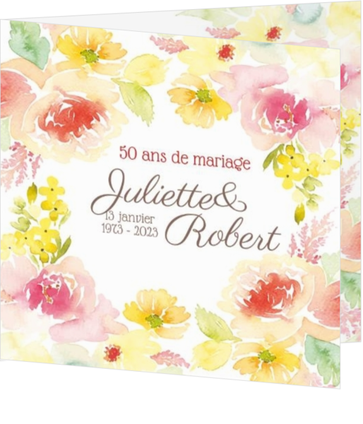 Invitation - Aquarelle de fleurs luxuriantes 186046FR