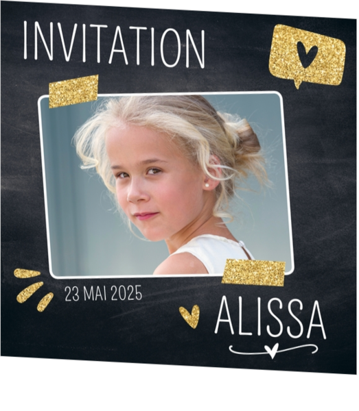 Communion Invitation Alissa - Tableau avec accents dorés