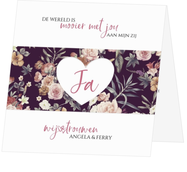 Huwelijkskaart - Klassieke bloemenkaart
