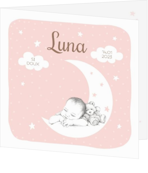 Faire-part de naissance Luna - Dormir sur la lune