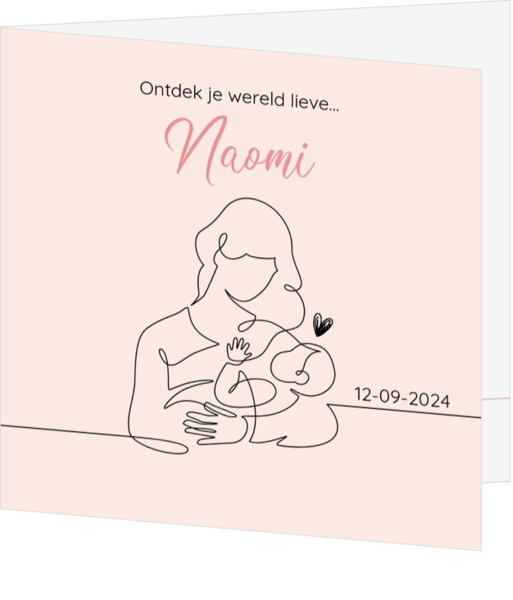 Geboortekaartje Naomi - Moeder met kind in een lijn