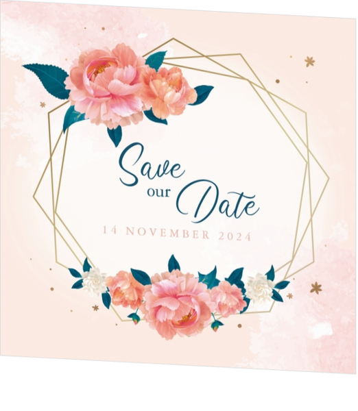 Save the Date - Aquarel bloemen met frame