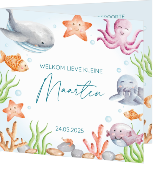 Geboortekaartje Maarten - Onderwaterwereld