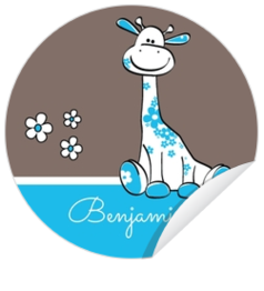 Sticker - kaart Blauwe giraffe 1140991