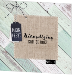 Steigerhout - kaart Uitnodiging met steigerhout in groentinten 164613BA