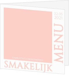 Menukaarten - Menukaart communie - roze typografie 164431BA
