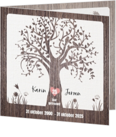 Dieren - kaart Uitnodiging - Houten boom met hart 186002NL