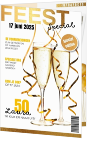 Magazines - kaart Uitnodiging - Feest special met champagne en slingers 186011NL