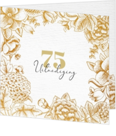 Jubileum - kaart Uitnodiging - Elegante bloemen 186051NL