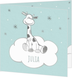 Geboortekaartjes Wolk - kaart Girafje op een wolk 317040B