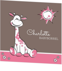 Babyborrel - kaart Roze giraffe 11409710
