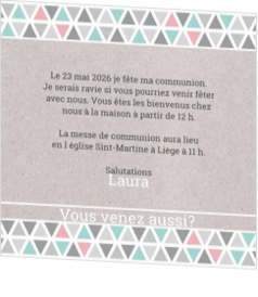 Invitations - carte Invitation de communion en mosaïque couleur pastel 164615BFA