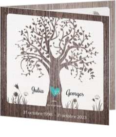 Animaux - carte Invitation - Arbre en bois avec coeur 186002FR