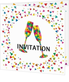 Fête - carte Invitation - Confettis festifs et triangulaires 186033FR