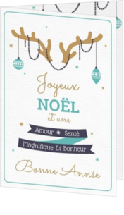 Cartes de Noël et Nouvel An -  Carte de voeux - Ramure décorée 137003F