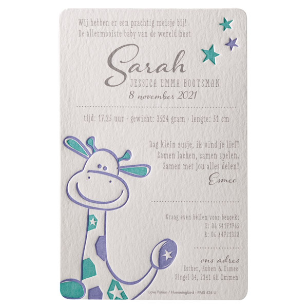 Sarah - Girafje met sterren enkele kaart