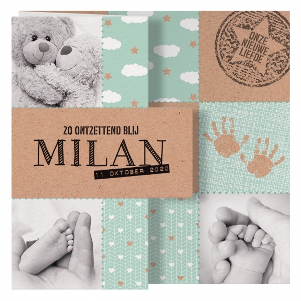 Geboortekaartje Milan - Handjes en voetjes
