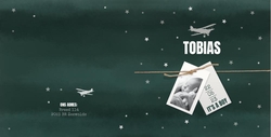 Geboortekaartje Tobias   Retro vliegtuig Achterkant/Voorkant