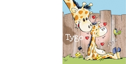 Geboortekaartje Tygo   Baby girafje Achterkant/Voorkant