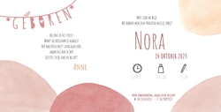 Geboortekaartje Nora   Cirkels met silhouette meisje Binnenkant
