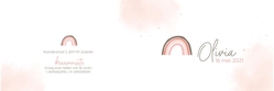 Olivia   Geboortekaartje   Roze regenboogje Achterkant/Voorkant